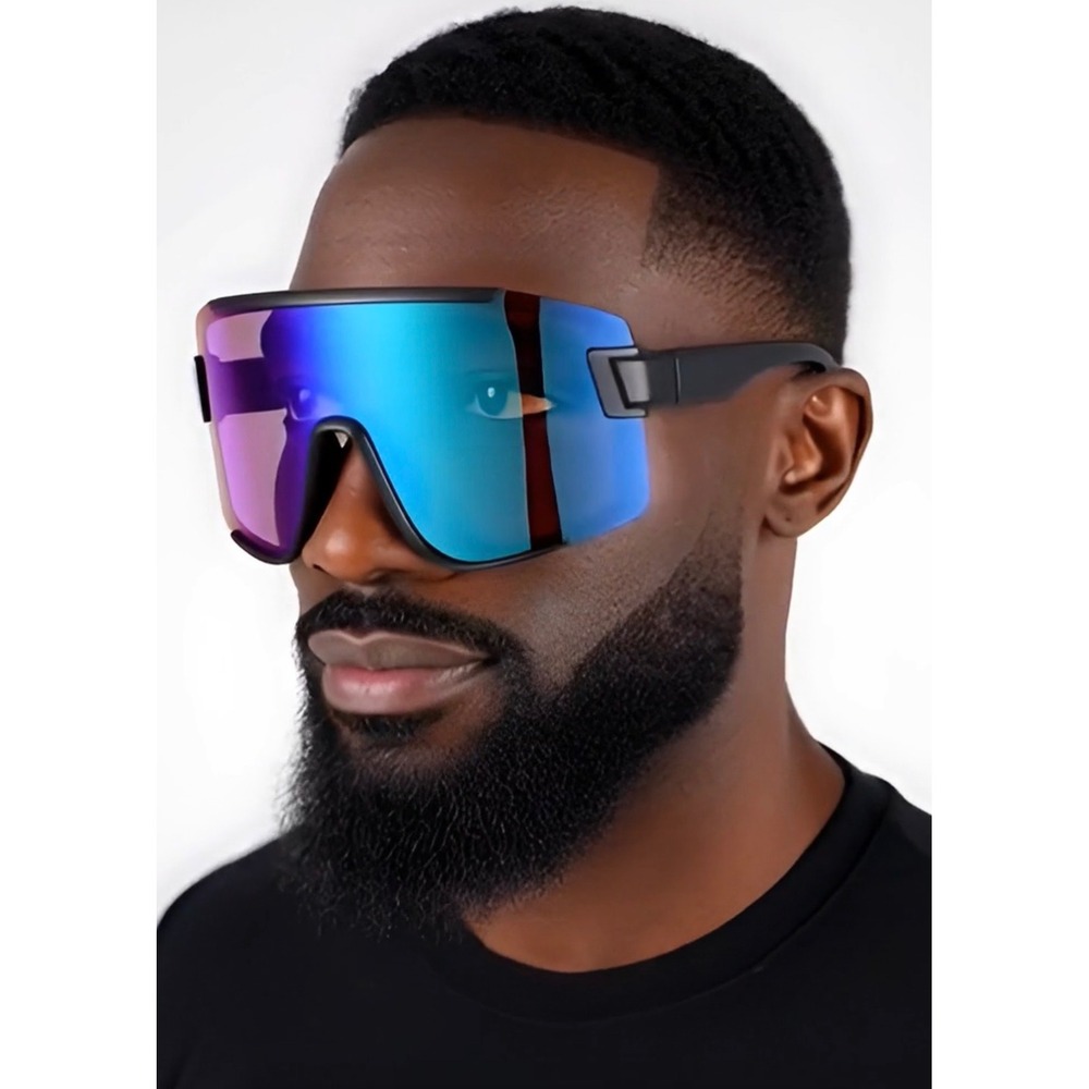 Oversized Shield Sunglasses Streetwear Designer Men Shades Cover Face Cycling